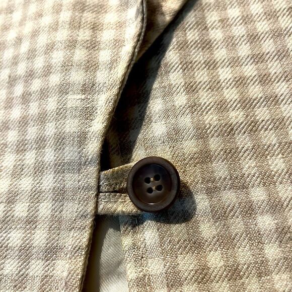 Vintage Tan & Cream Check Oversized Blazer size 6 - Picture 8 of 8